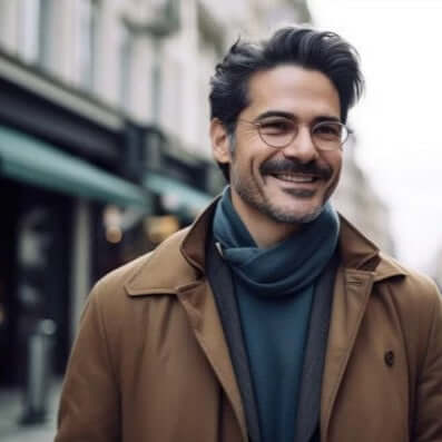 Man mit grauen Haaren wendet Starterset für die erste Ethne Kur an